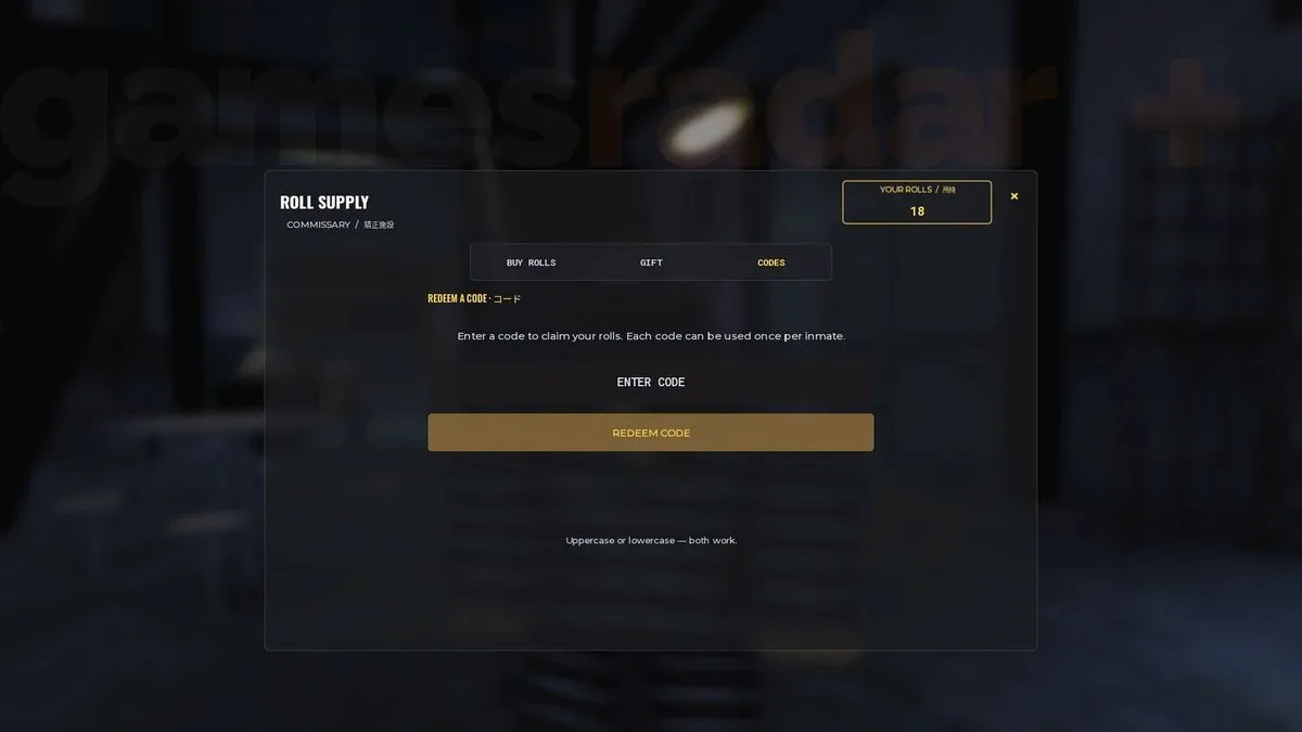The Komorebi Prison codes redemption box as seen in the Roblox game.