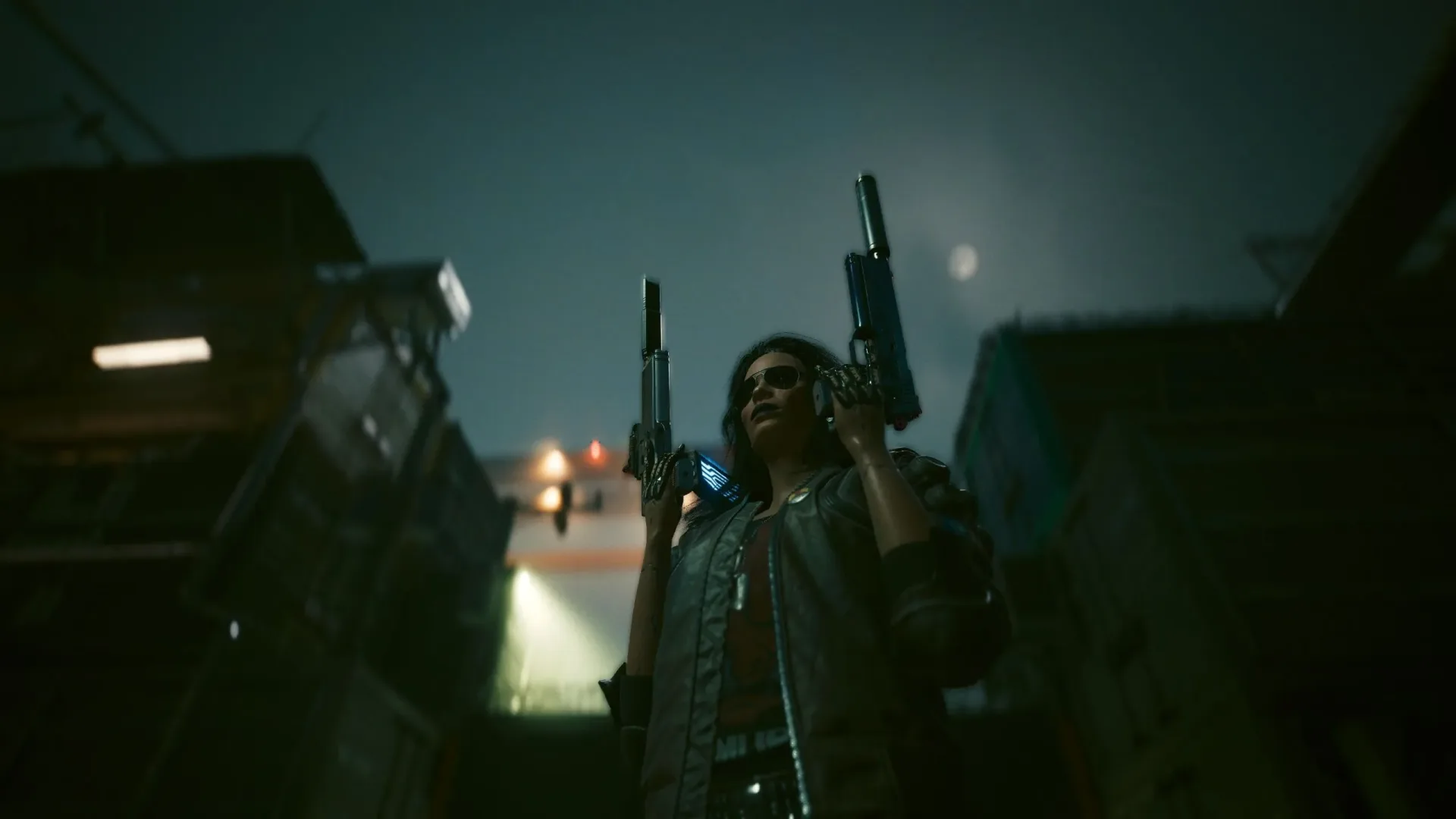 Cyberpunk 2077 character V in Night City, representing Patch 2.5 customization and mod support