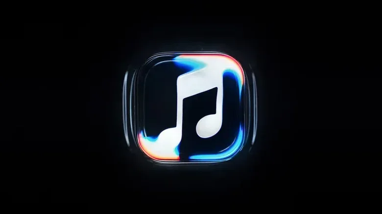 Black-and-white Apple Music app icon replacing the previous red icon
