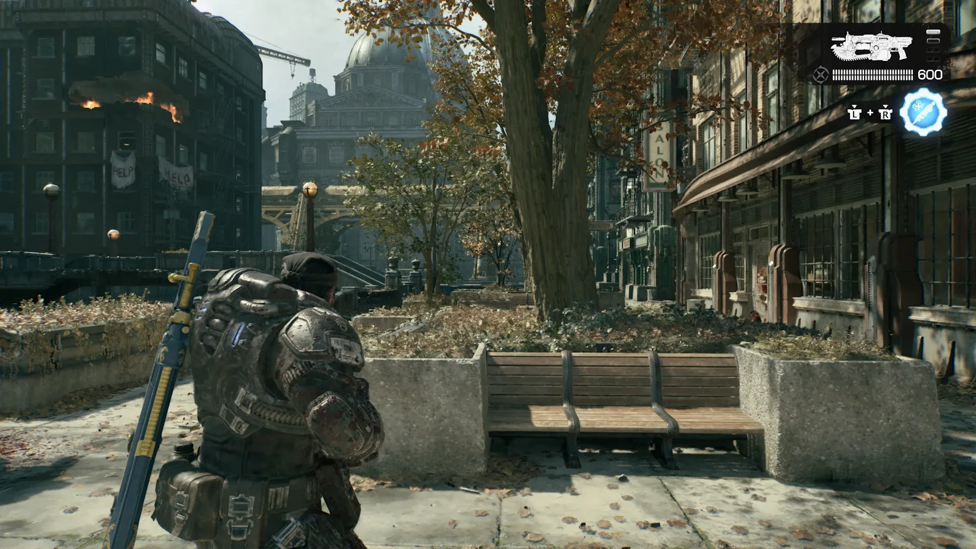 Locust sinkholes disrupt an airfield in Gears of War: E-Day