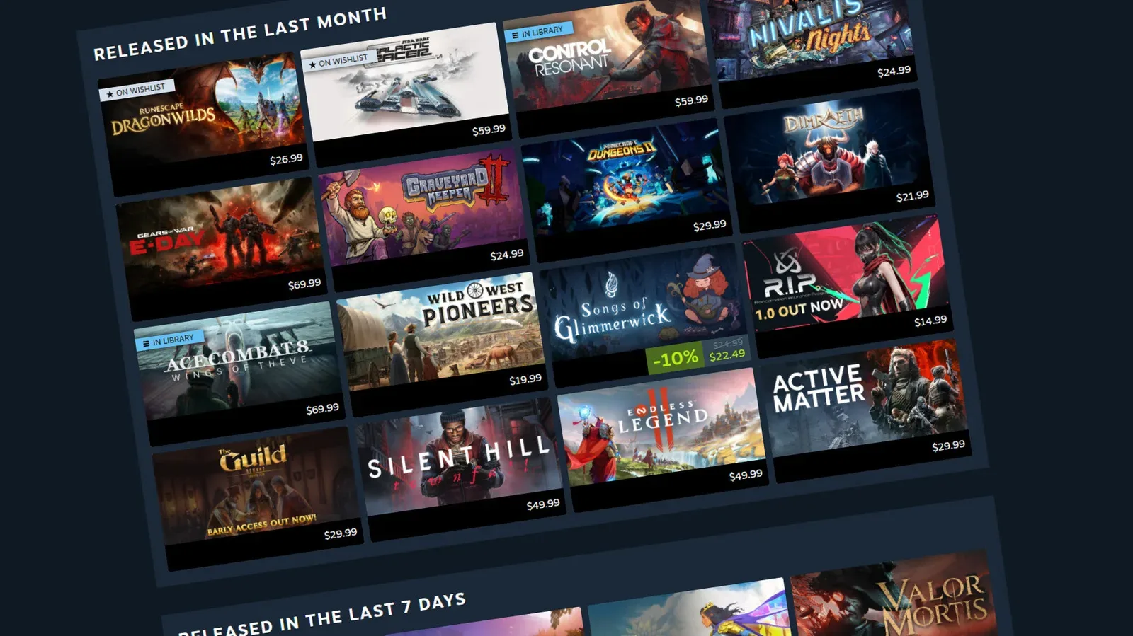 Steam Personal Calendar interface showing personalized game release recommendations