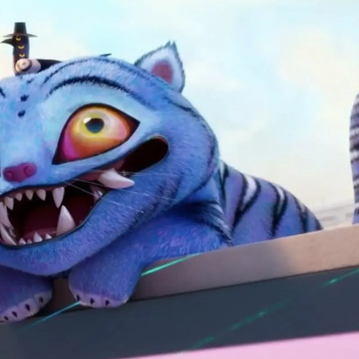 Giant LEGO Derpy Tiger sculpture based on KPop Demon Hunters