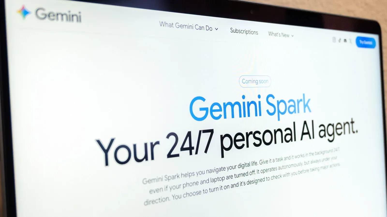 Gemini Spark task workflow shown alongside Gmail, Google Sheets and Google Drive