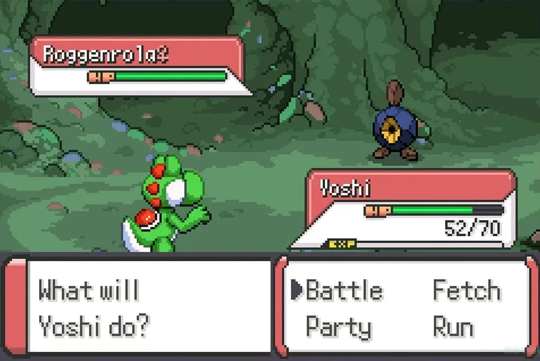 Yoshi prepares for a battle using egg-shaped projectiles