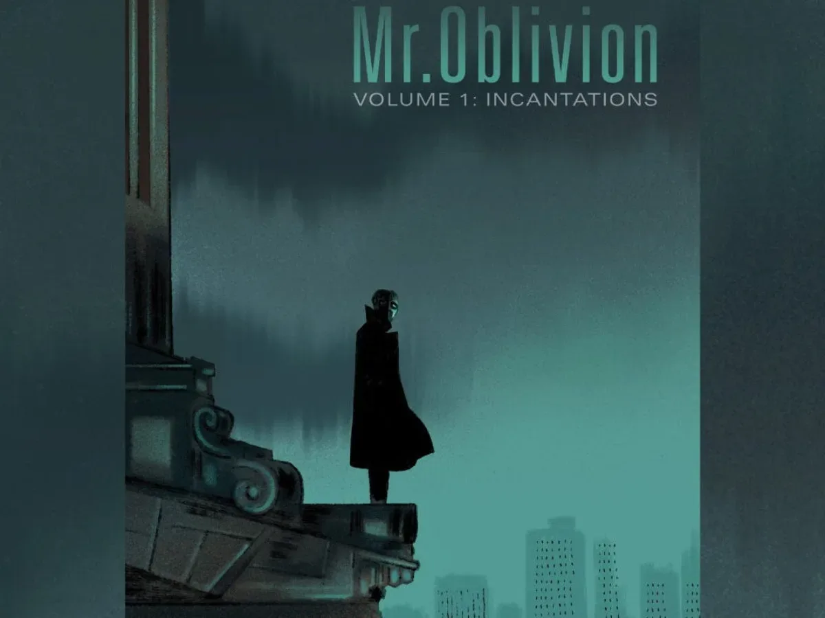 Marty McCabe, the occult detective known as Mr. Oblivion, in promotional artwork for Incantations