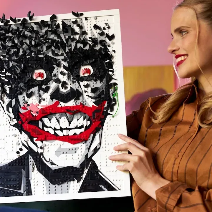 LEGO DC Batman The Joker Wall Art recreating the Detective Comics 880 Joker cover with bats flying beyond the frame
