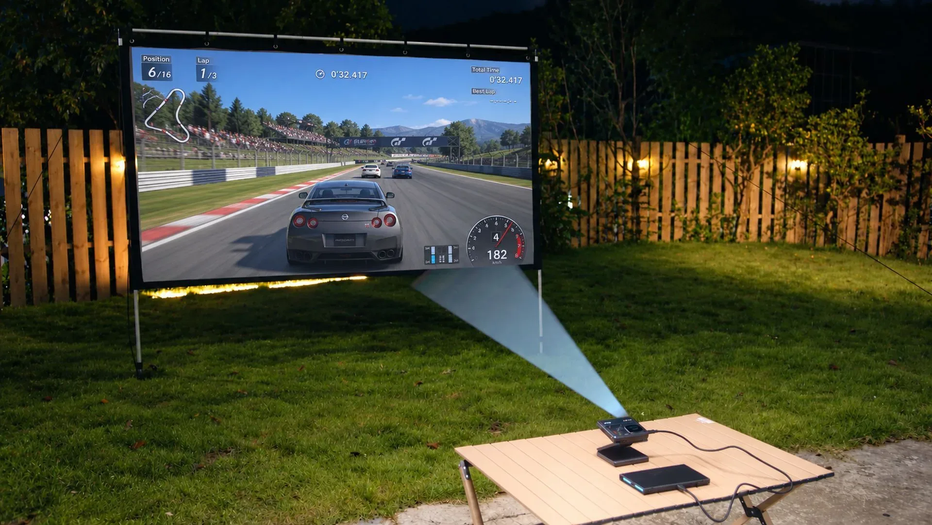 Aurzen ZIP Pro tri-fold portable projector for game-night setups