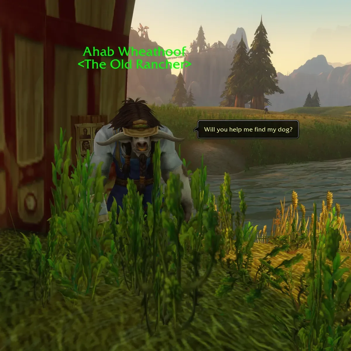 Ahab Whitehoof and Kyle in Bloodhoof Village in World of Warcraft: Forever