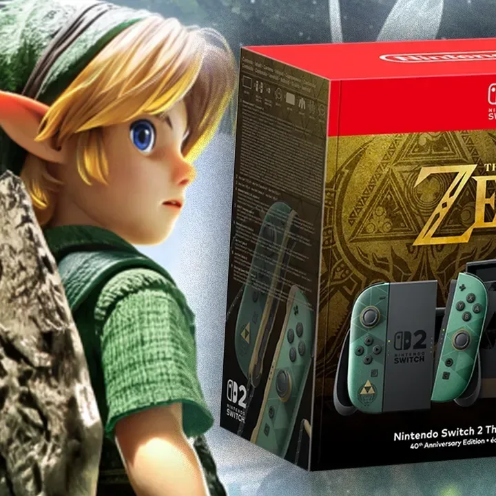 Nintendo Switch 2 Zelda 40th Anniversary Edition console and matching Pro Controller