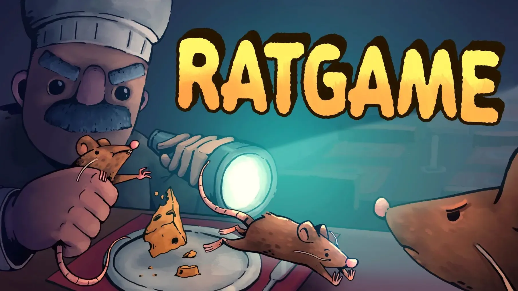Rat Game restaurant scene with a Chef hunting a pack of rats