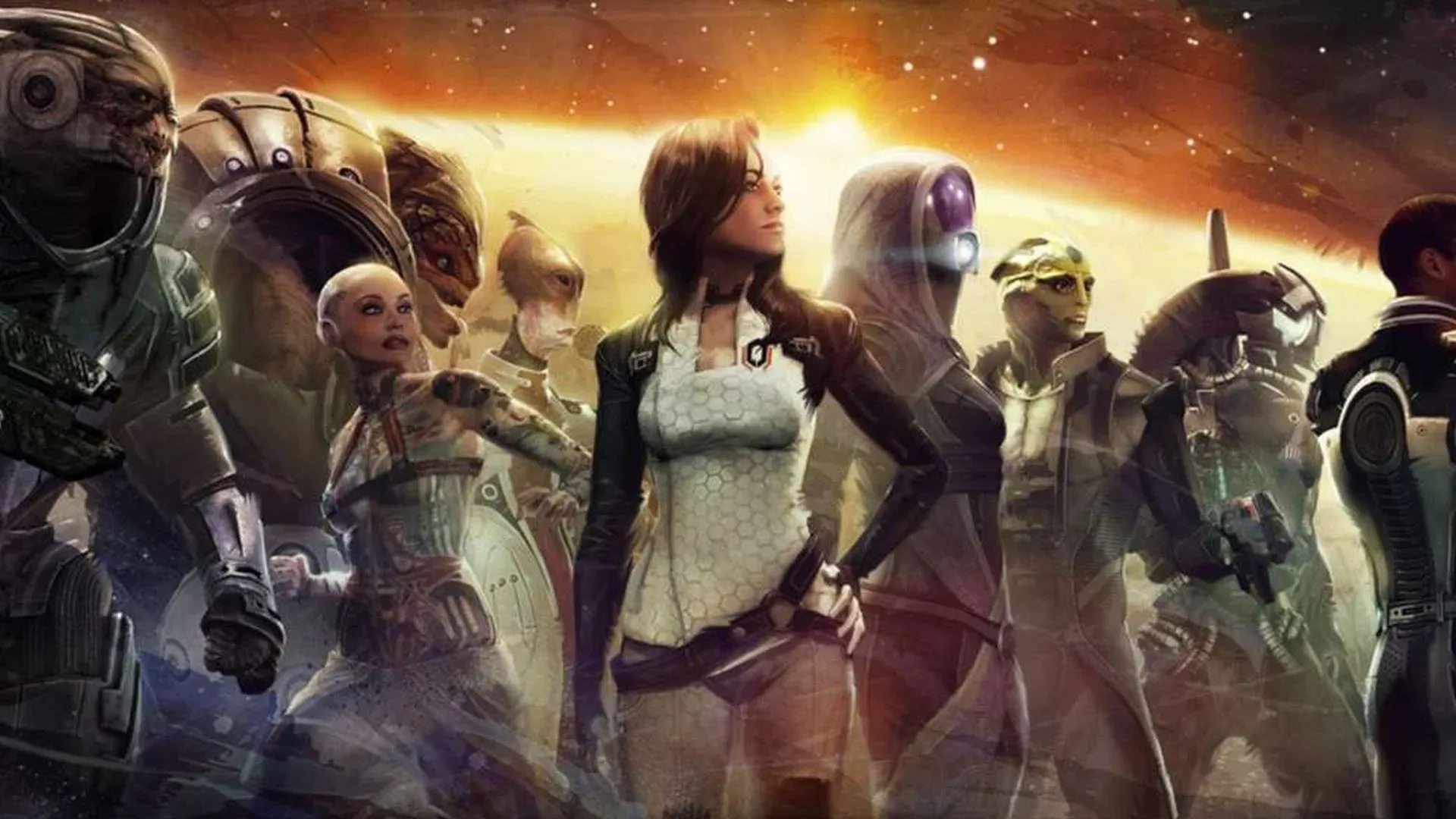 Commander Shepard and the Normandy SR-1 during Mass Effect 2’s opening disaster