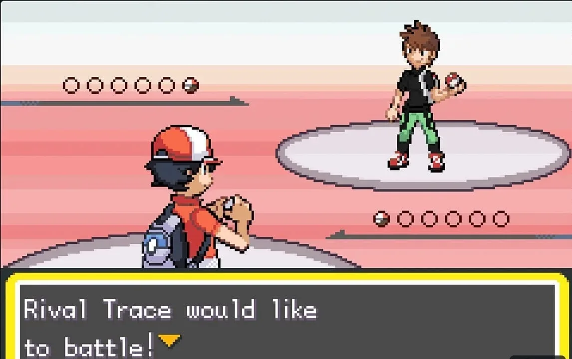 Pokémon GBA demake gameplay screen adapted from Let’s Go Pikachu and Eevee
