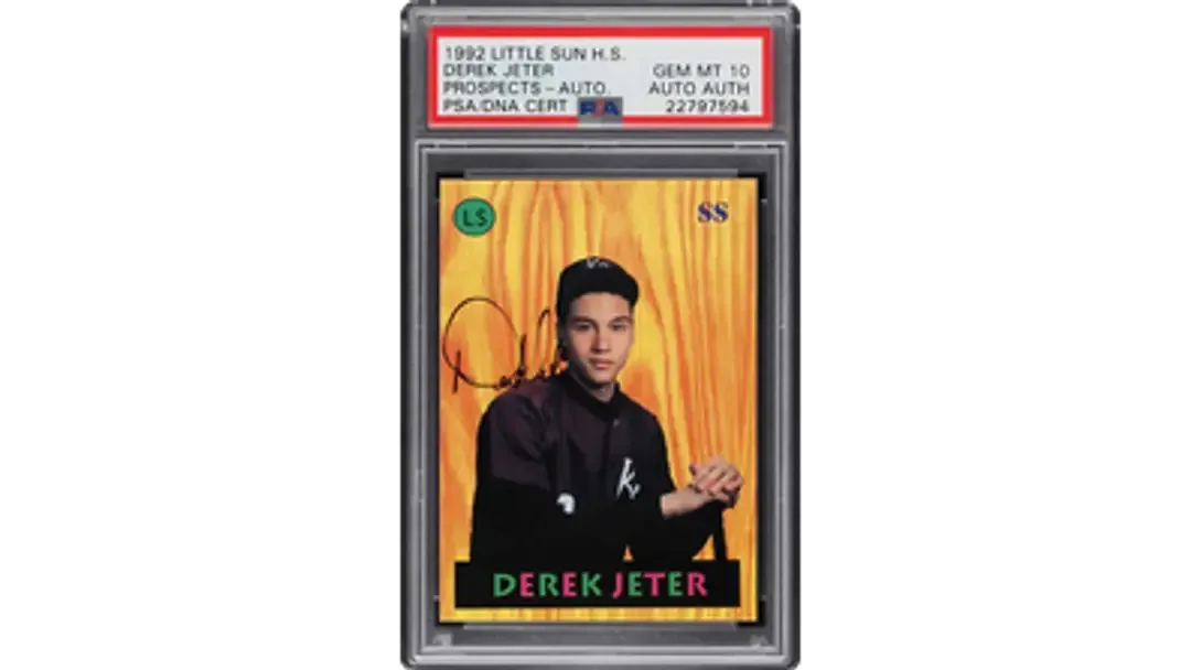 PSA 10 1992 Little Sun High School Prospects Derek Jeter autographed card in a PSA slab