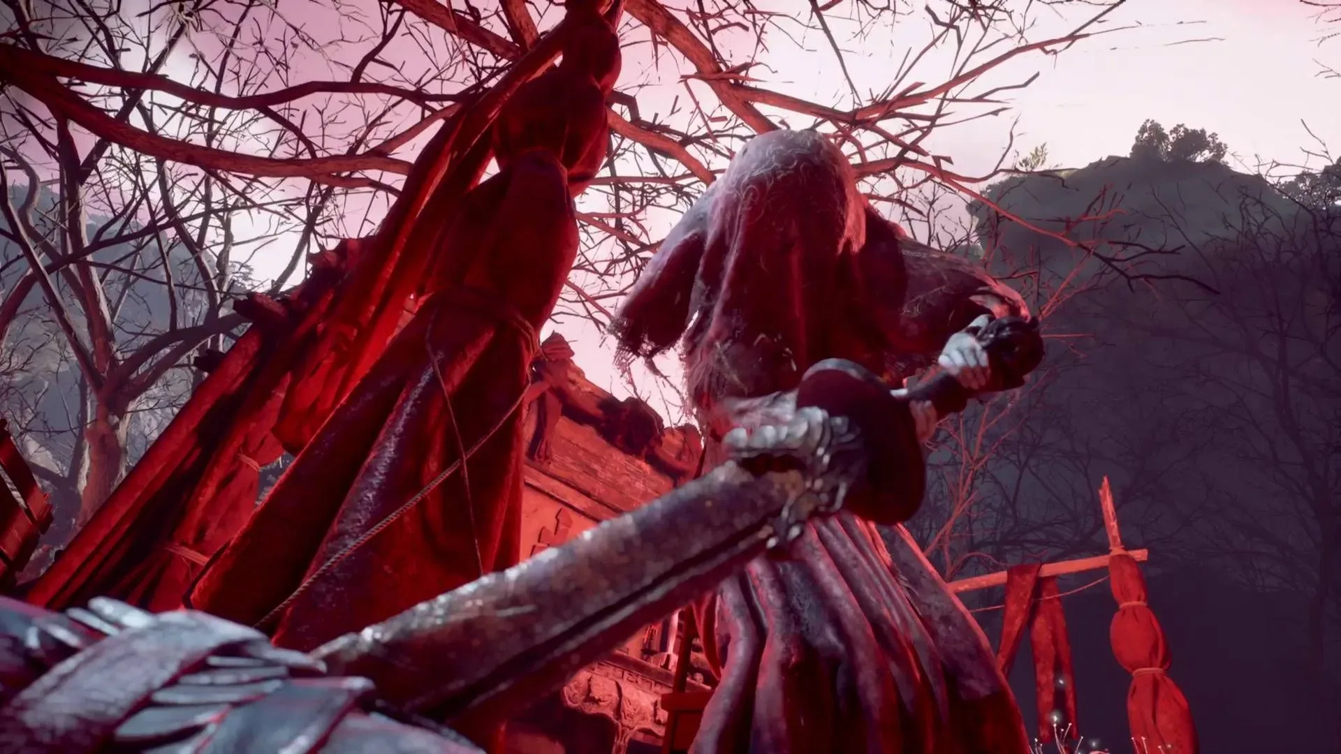 Hua, the puppet bride boss, wielding her massive sword in Phantom Blade Zero