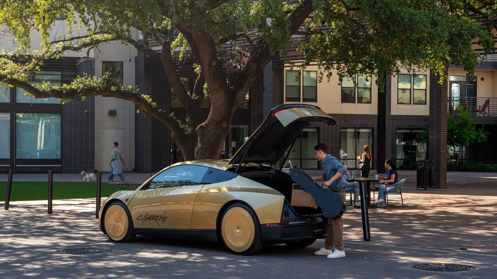 Tesla Cybercab operating as part of a robotaxi fleet