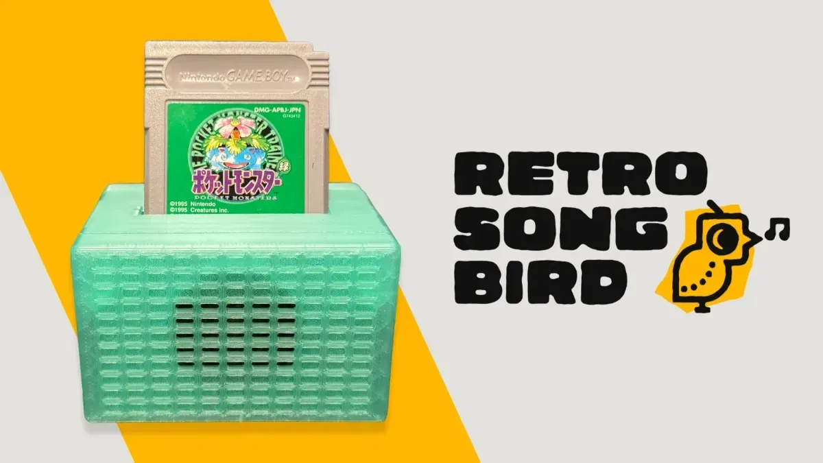 Retro Song Bird prototype with a Game Boy cartridge inserted