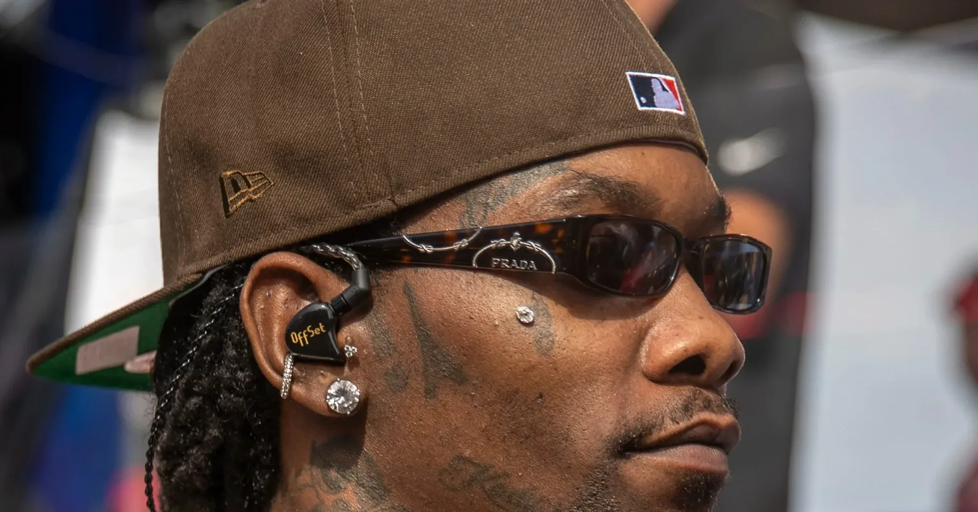 Offset promoting his forthcoming album GMFU during Paris Fashion Week
