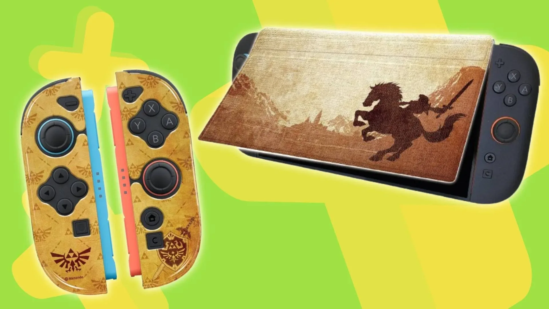 Keys Factory Ocarina of Time-themed Switch 2 Joy-Con covers with Triforce and Hylian Crest pattern