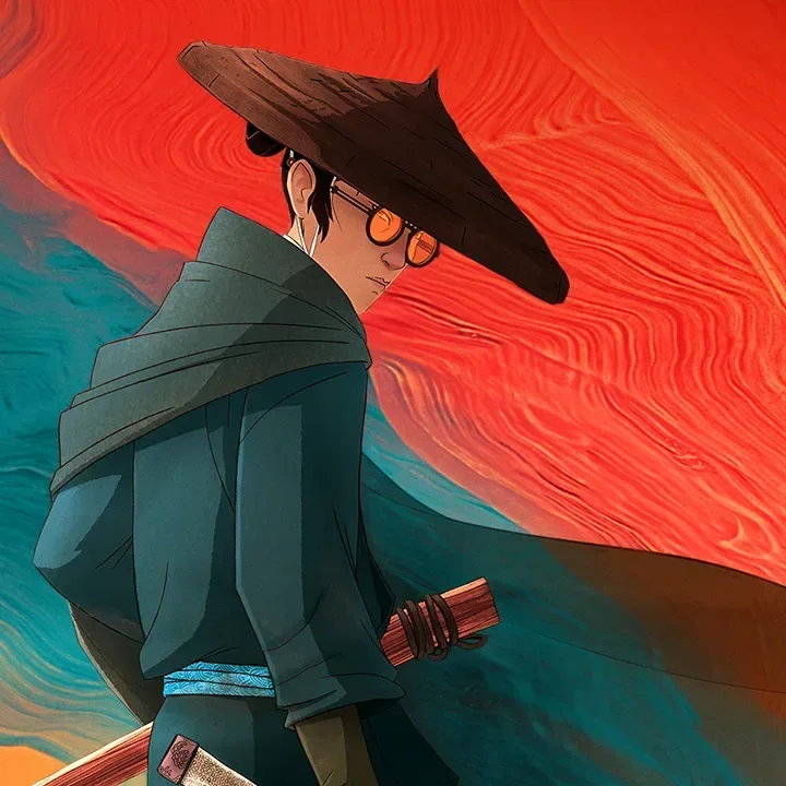 Blue Eye Samurai season 2 cast announcement featuring Joel Kim Booster, Jonathan Pryce and Sherry Cola
