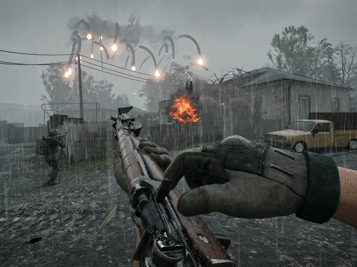 Wardogs storm weather effect on a destructible building roof