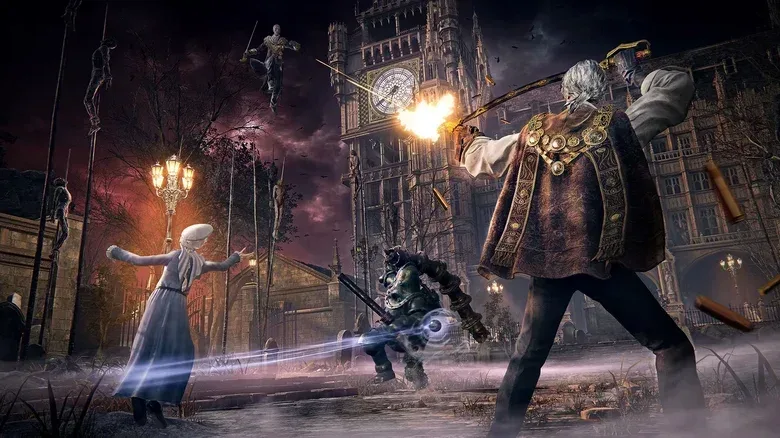 Nintendo Switch 2 displaying The Duskbloods promotional artwork