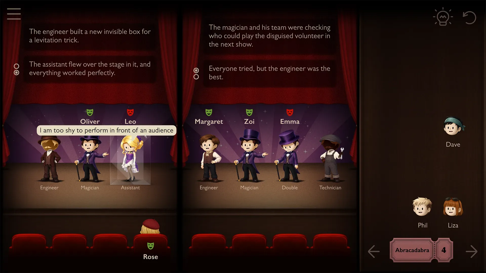 I Want to Play the Villain! theatre-themed logic puzzle game artwork