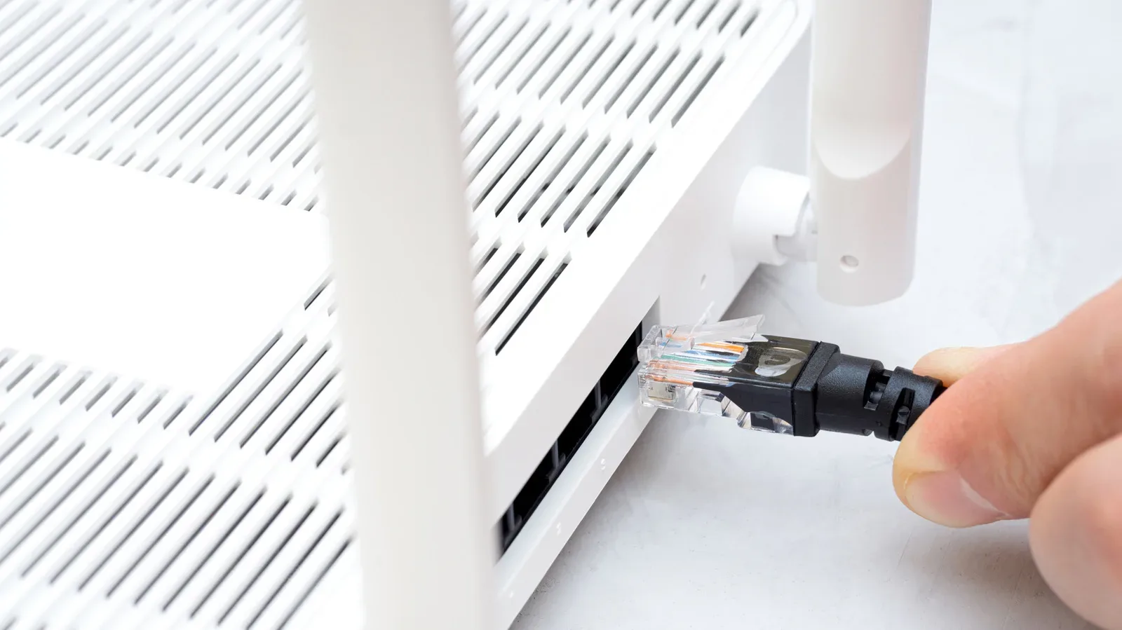Ethernet cable connected to a mesh Wi-Fi node for a wired backhaul