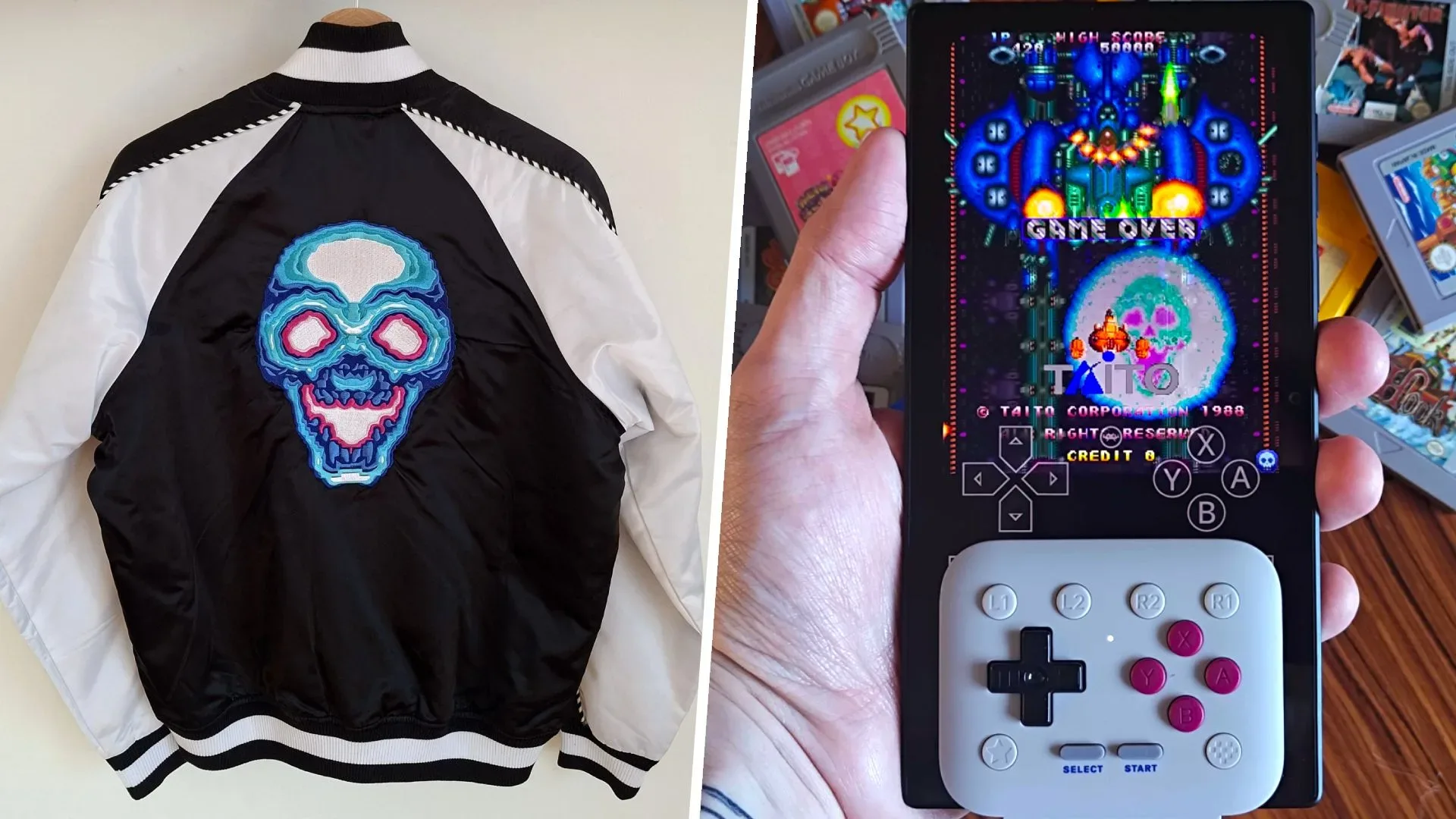 Kumagumi x Toaplan apparel collection featuring artwork from classic arcade shooters