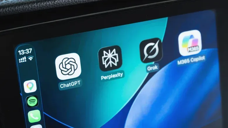 Icons for some of the AI assistants newly allowed in CarPlay for iOS 27.