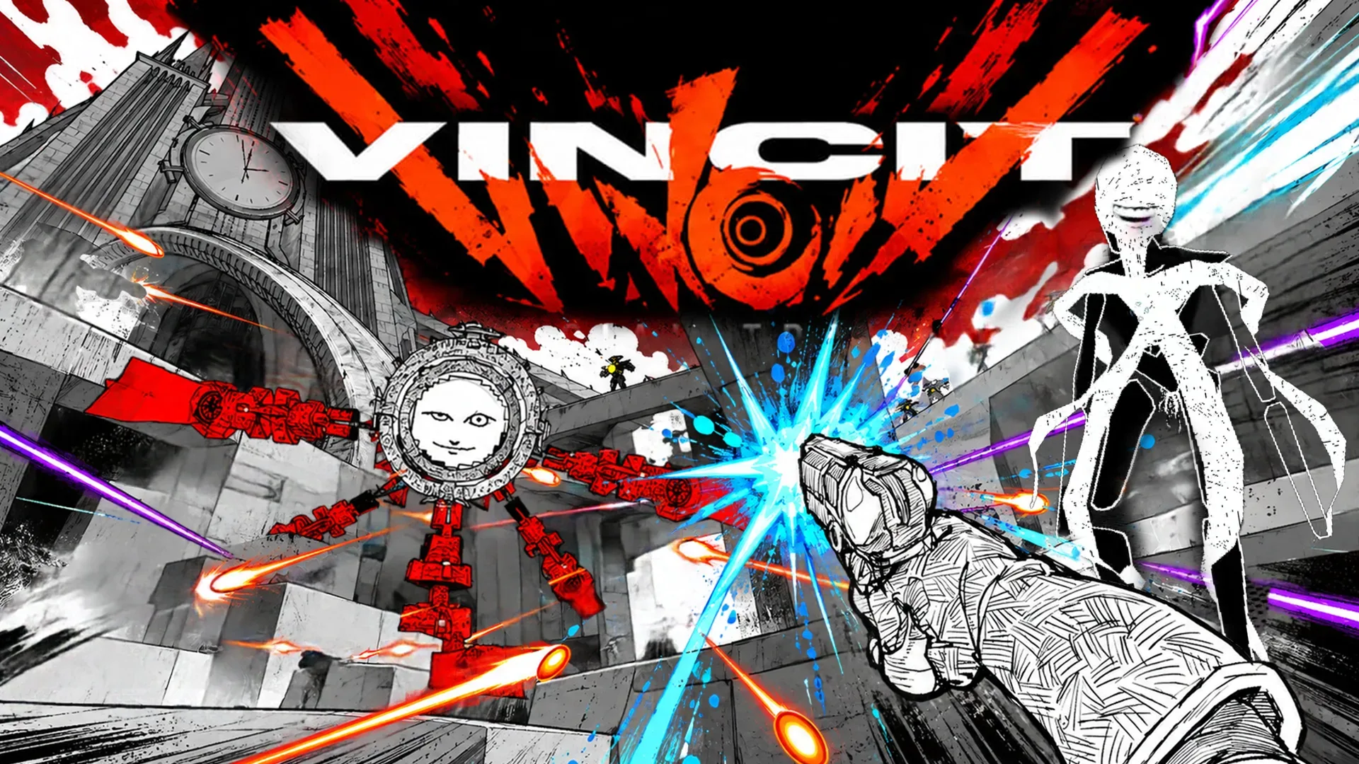 VINCIT promotional artwork showing its manga-inspired first-person shooter action