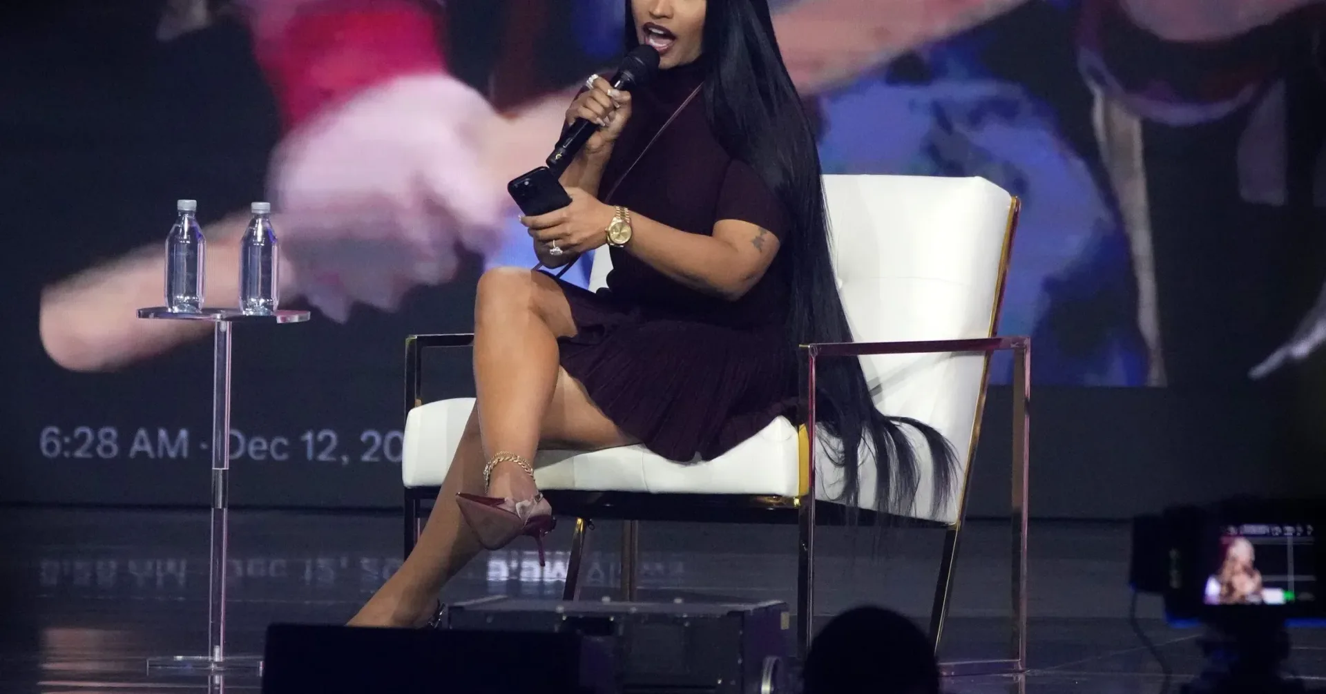 Nicki Minaj performing onstage during a live music event