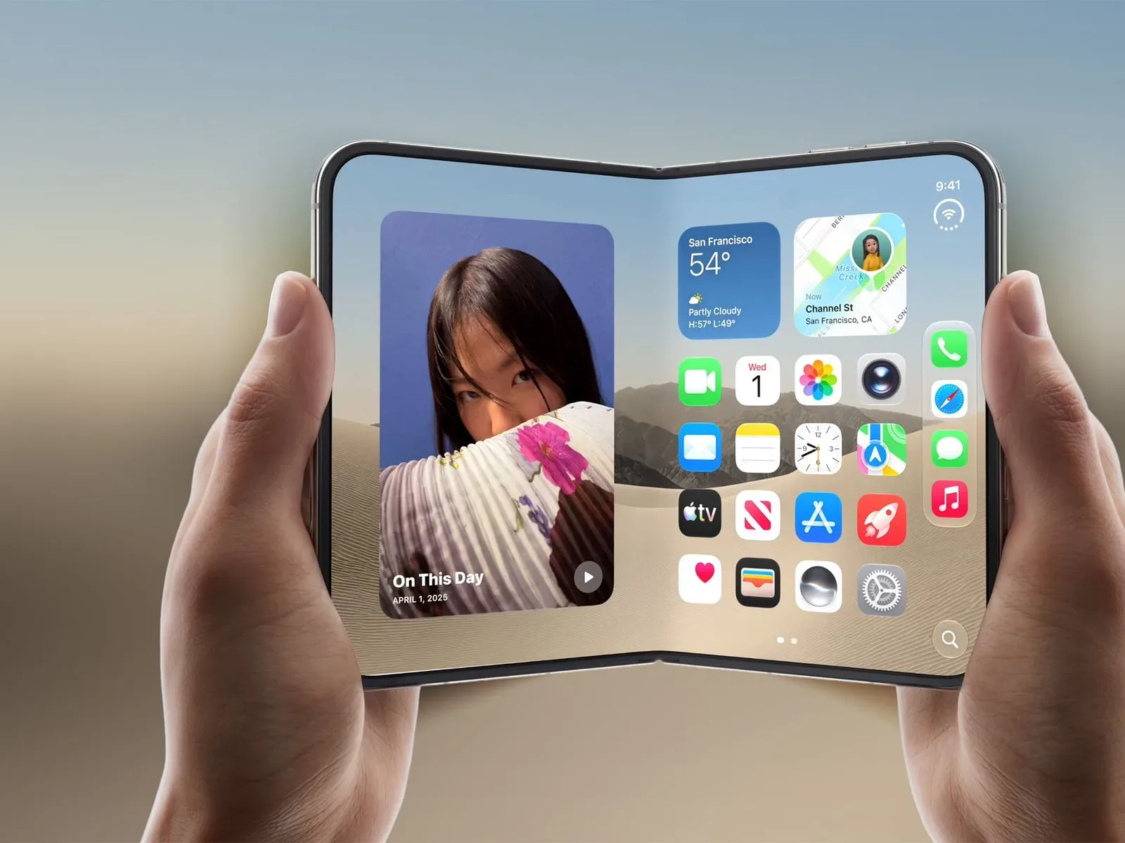 Illustration of facial-authentication sensors positioned beneath a phone display