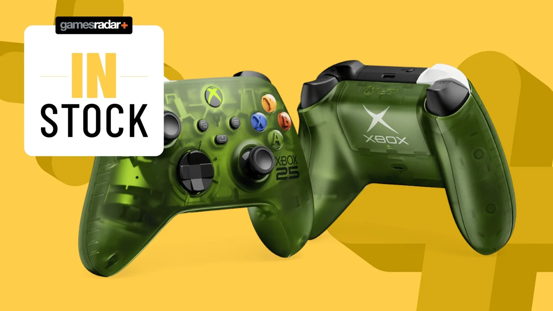 Translucent green Xbox X25 Anniversary Controller with full-color face buttons