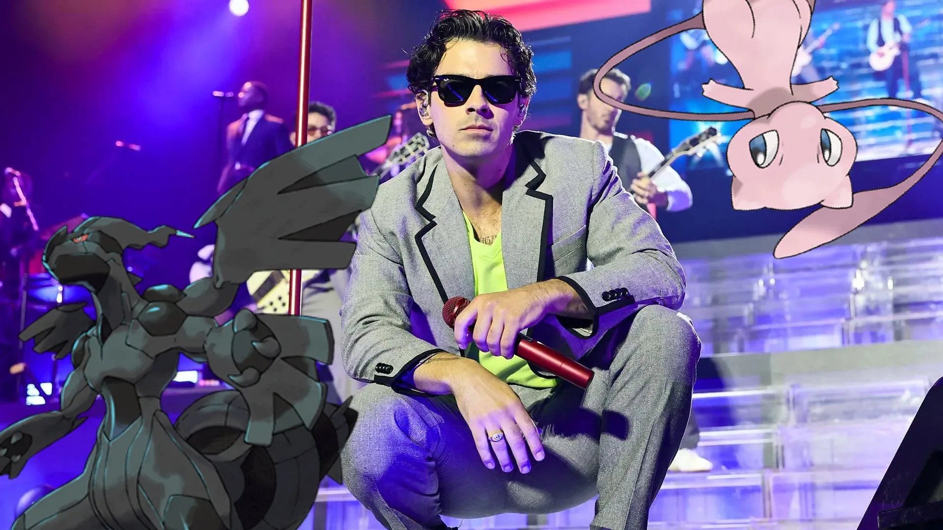 A Pokémon trading card offered at a Jonas Brothers concert for a Joe Jonas tambourine