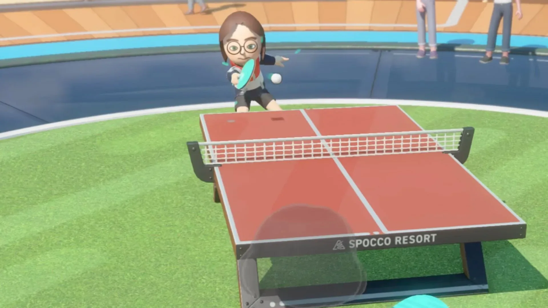 A rapid table tennis rally against Lucía in Switch Sports Resort