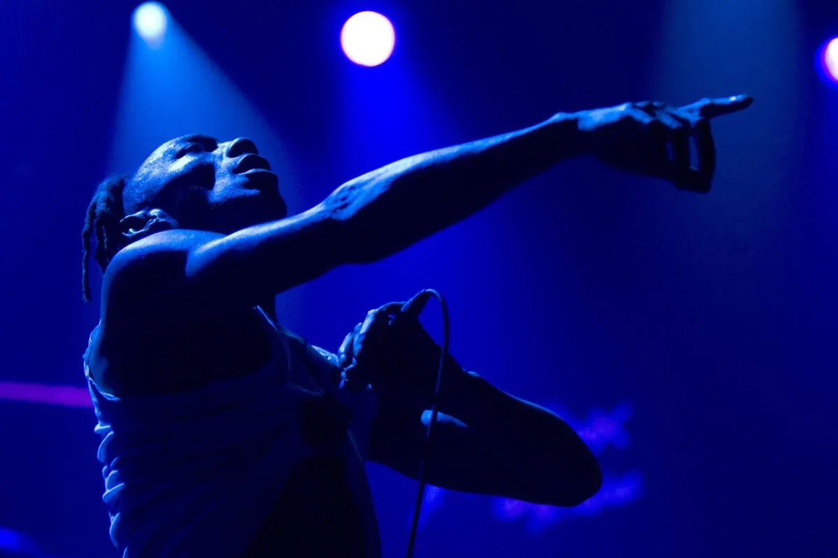 Tricky performing onstage during a live music set