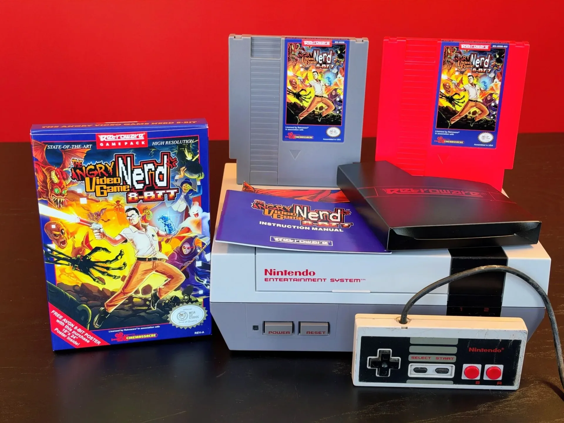 The Angry Video Game Nerd 8-Bit NES Edition gray and red cartridge variants