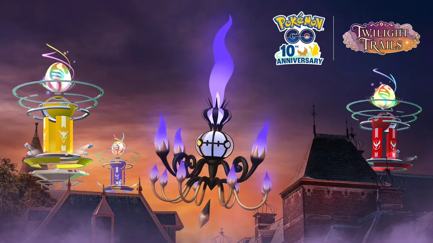 Mega Chandelure appearing in a Pokémon GO Super Mega Raid