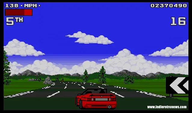 Lotus Turbo Challenge II DX Amiga racing action with traffic ahead