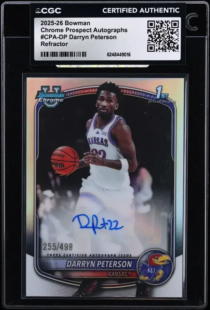 2025 Bowman Chrome Refractor Darryn Peterson ROOKIE AUTO /499 #CPA-DP CGC AUTH