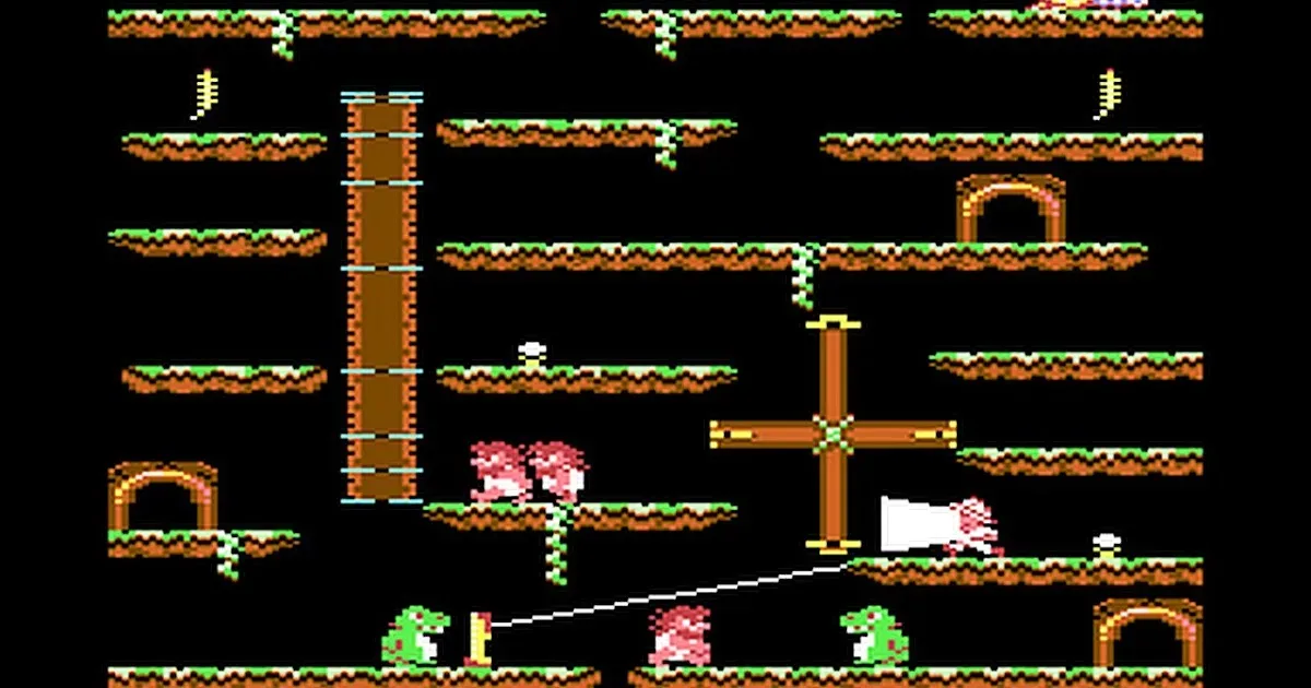 Commodore 64 Roc’n Rope playfield using full-screen overscan