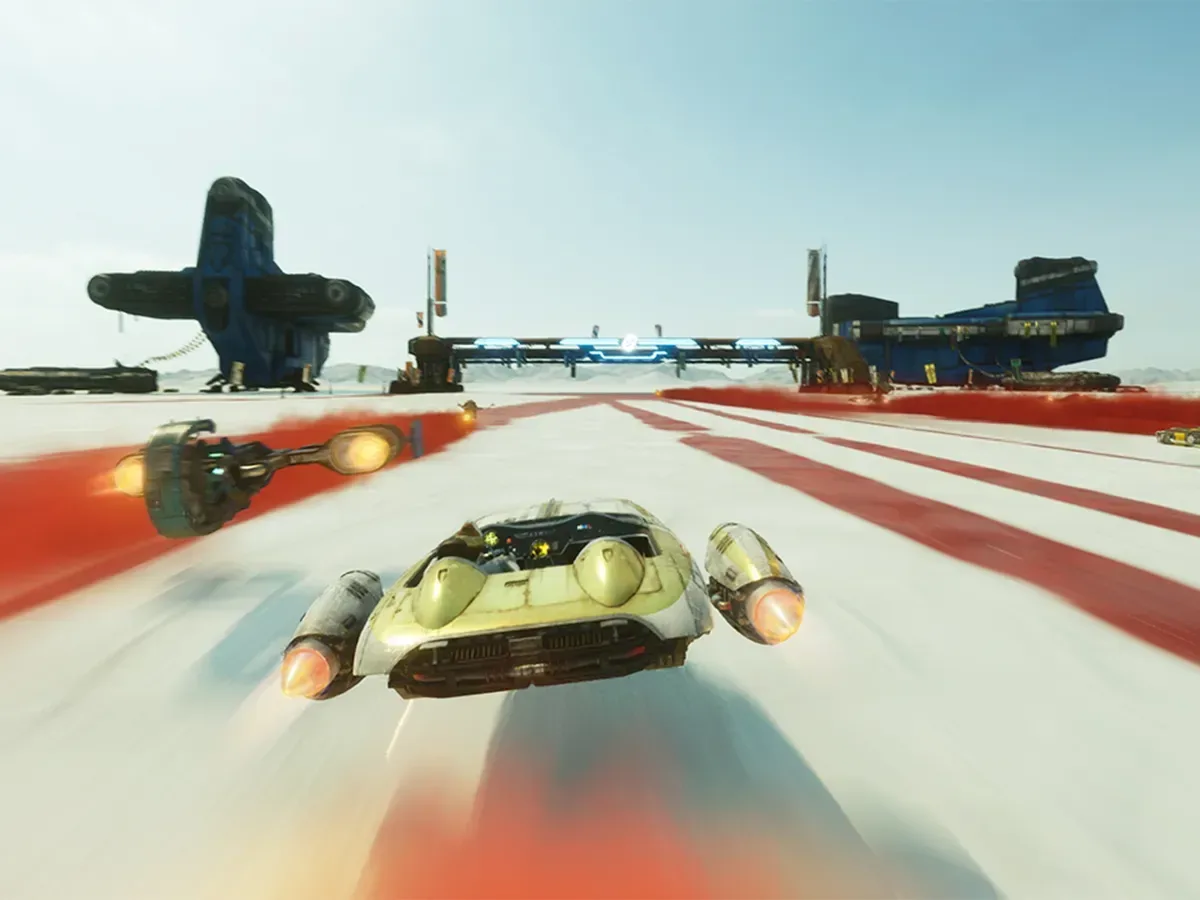 A six-player online party preparing to race in Star Wars: Galactic Racer