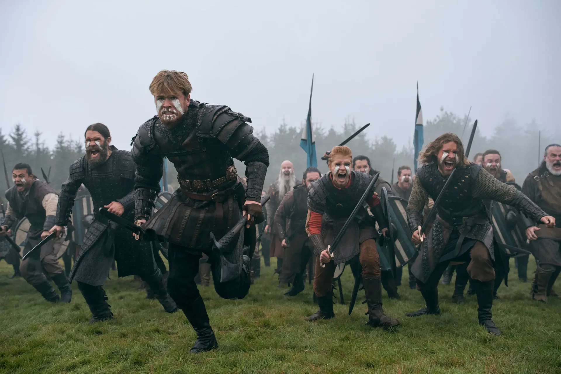 Xavier Molyneux as Erik Bloodaxe and Jessica Madsen as Gunnhild in Prime Video’s Bloodaxe