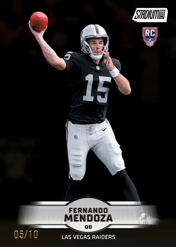 2026 Topps Stadium Club Football Fernando Mendoza Black parallel numbered to 10