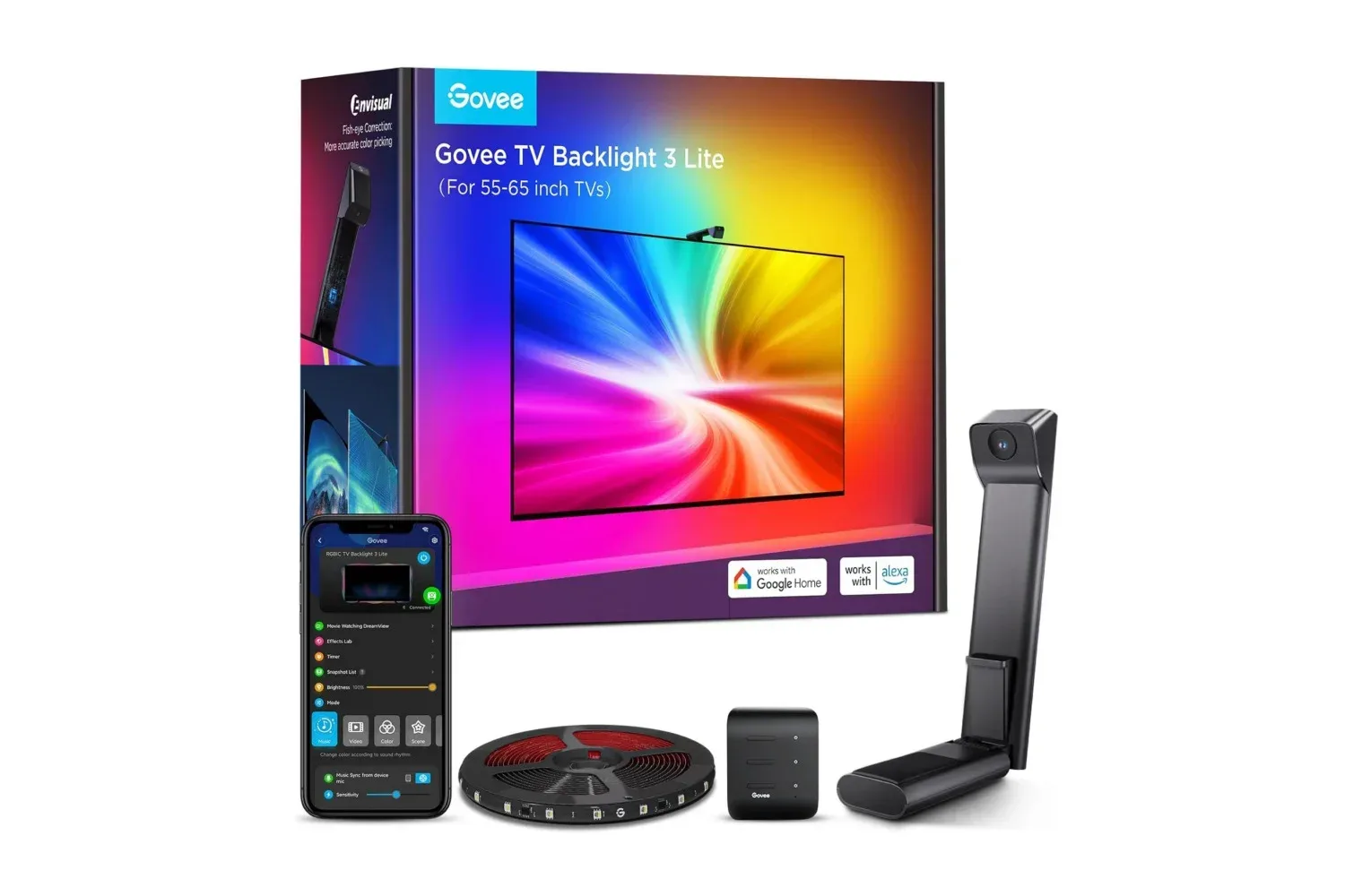 Govee TV Backlight 3 Lite LED strip installed behind a television