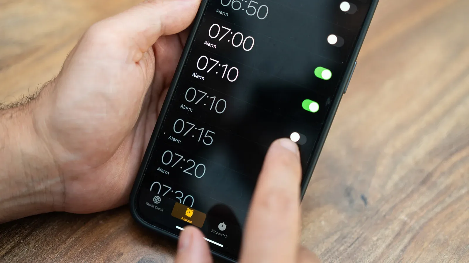 iPhone Clock app alarm picker showing the unusual 4:39 endpoint