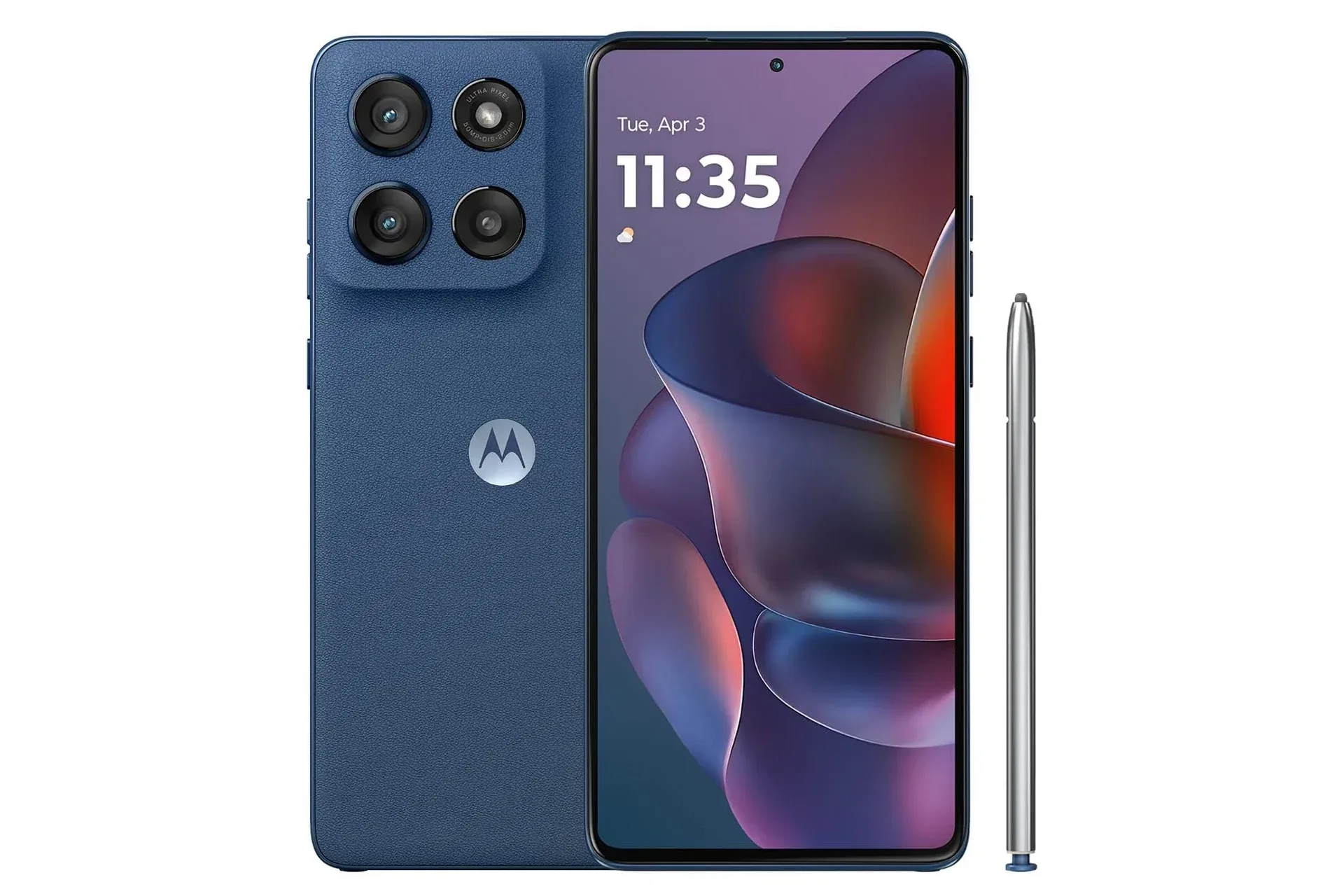 Motorola Moto G Stylus shown with its built-in stylus removed