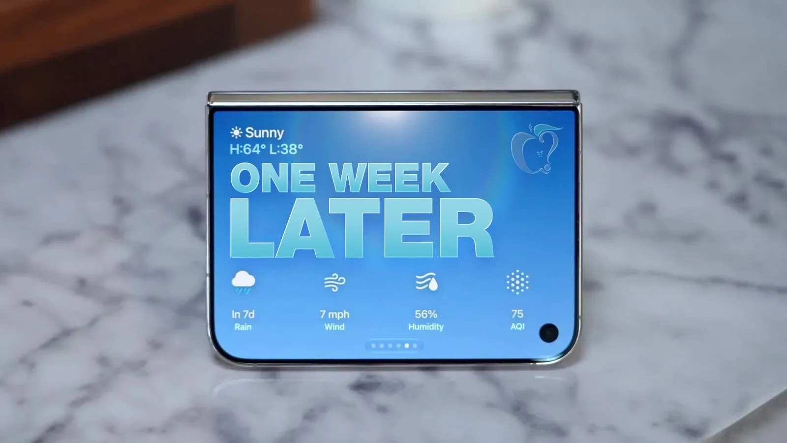 iPhone Duo shown folded with its compact outer display active
