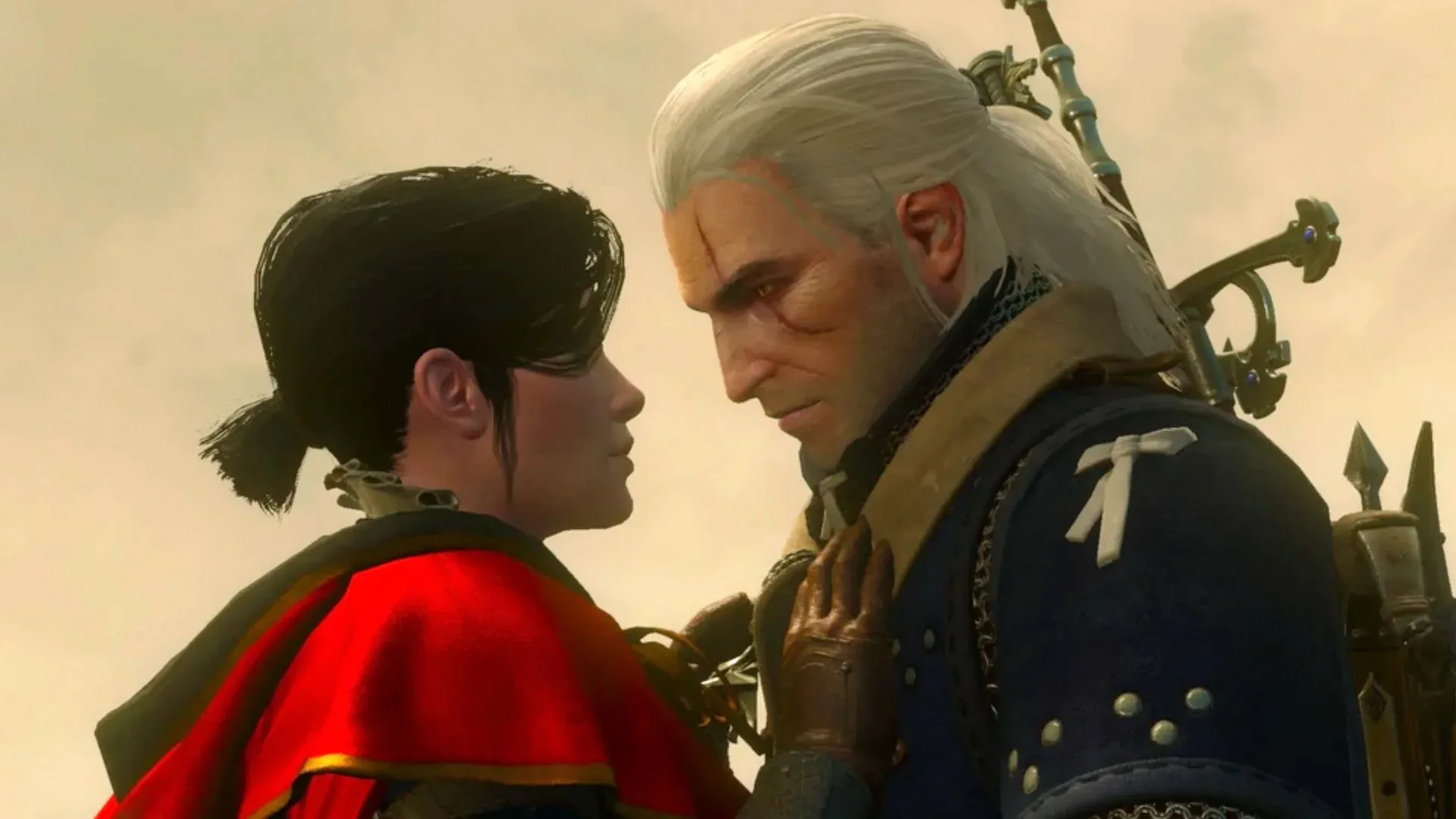 Witcher 3 Geralt standing close to a Syanna