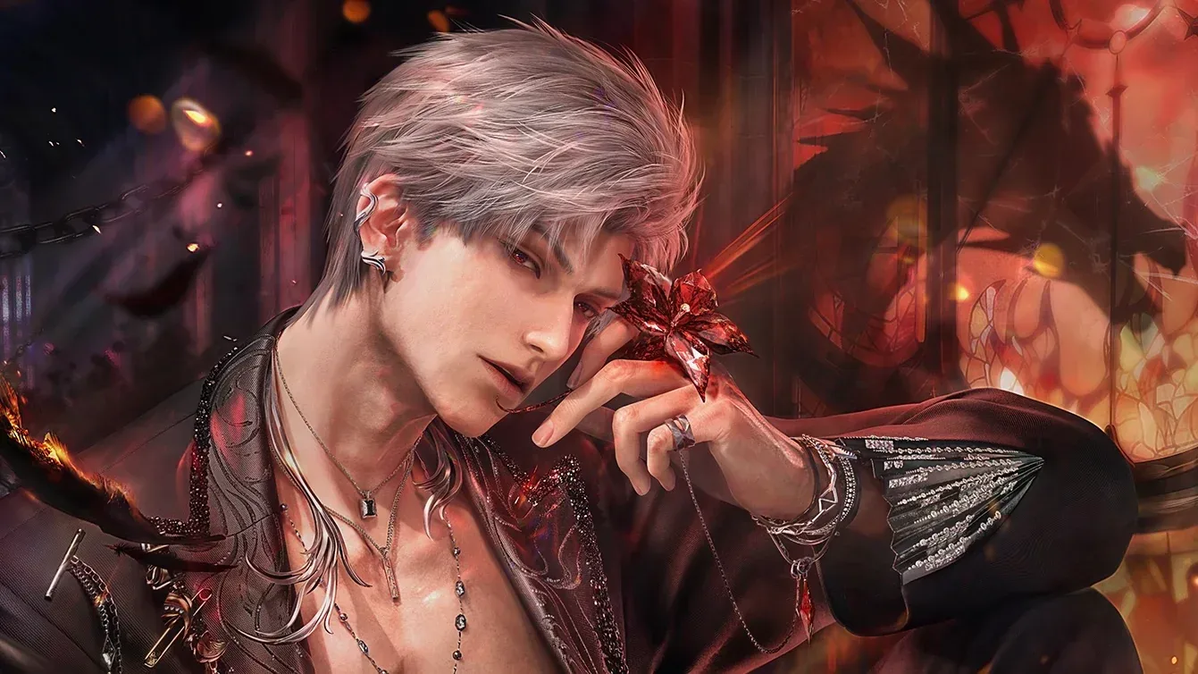 Illustration of a player choosing dialogue in an otome romance game
